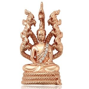 Vietnamese Asian Buddha Pendant Rose Gold With AAA CZ’s.